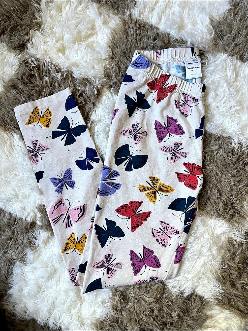 Hanna Andersson Classic Butterfly Print Leggings White & Multicolor